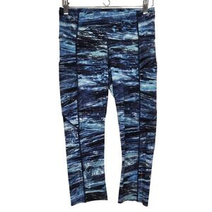 Lululemon Fast‎ Free Crop II Nulux 19" Size 6 Shoreline Multi Blue W6AKIS